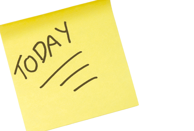 A yellow post-it note with 'Today' written on it.