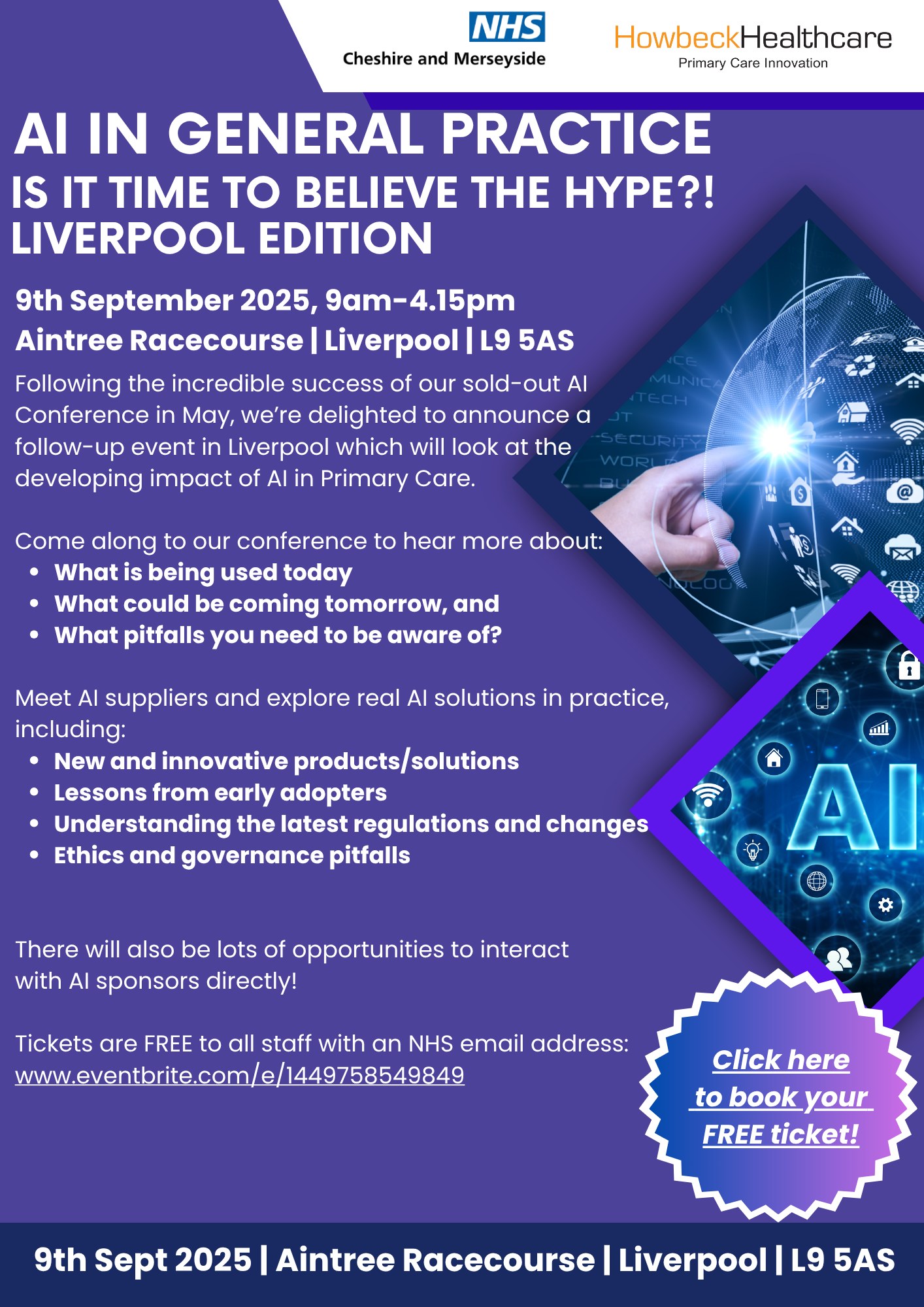 Screenshot of the AI in General Practice Poster on a purple background.