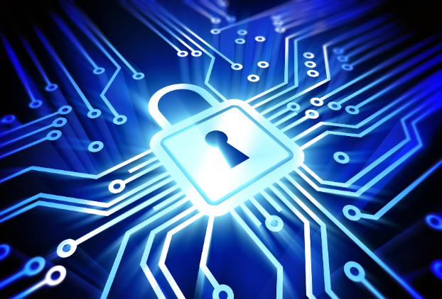 A graphic showing a padlock in the centre with lines linking back to it.